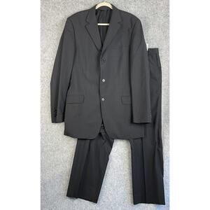 Sarar Suit Mens Blazer 46L Pant 38x31 Black Windowpane Microwool Career Office